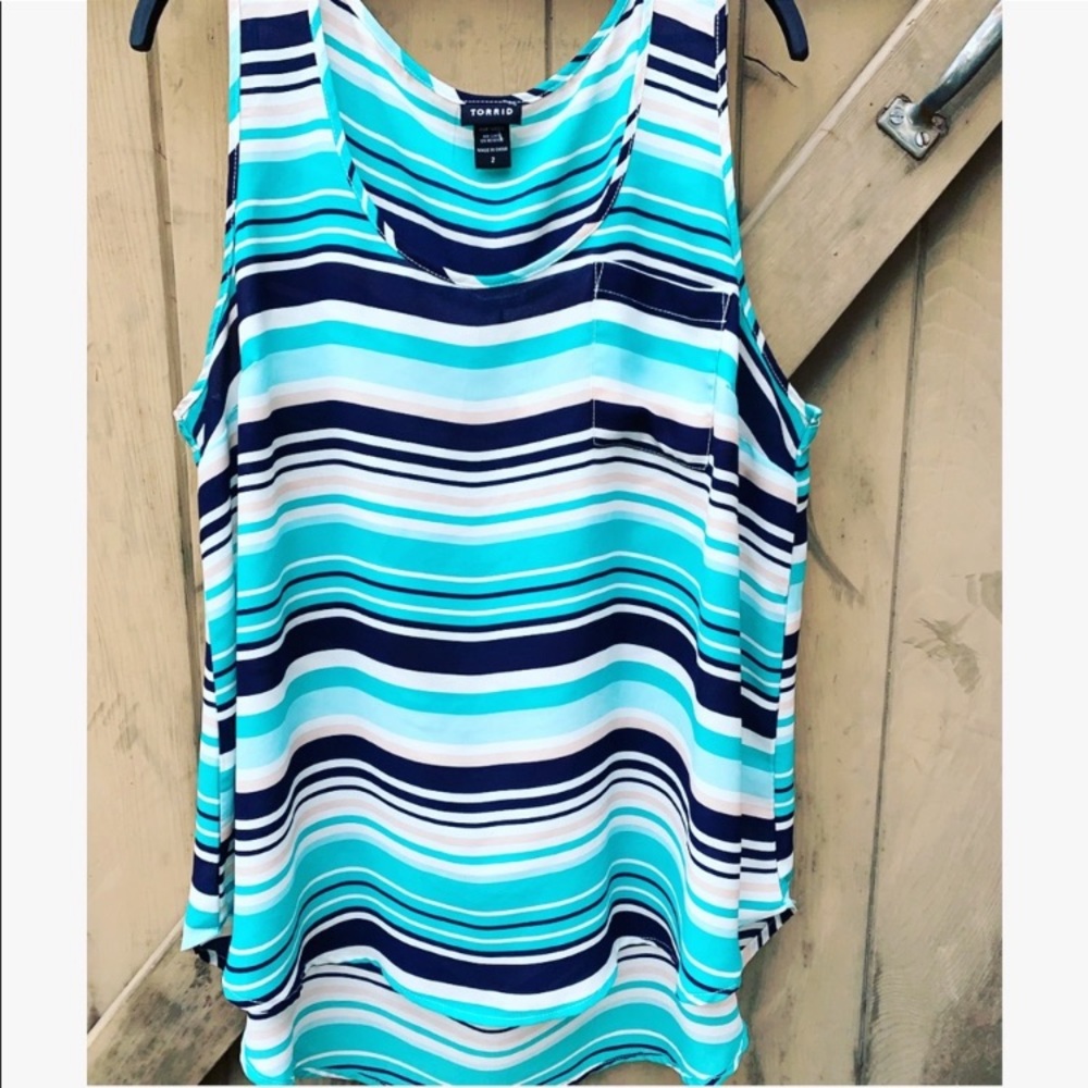 TORRID “Georgette” Pocket Tank Top with Stripes size 1